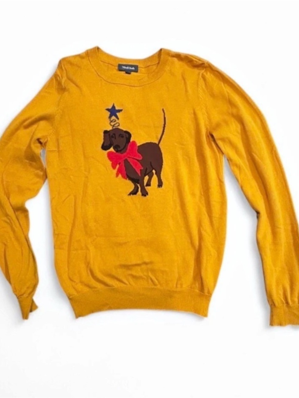 ModCloth Mustard Yellow Dachshund Crewneck Sweater Medium